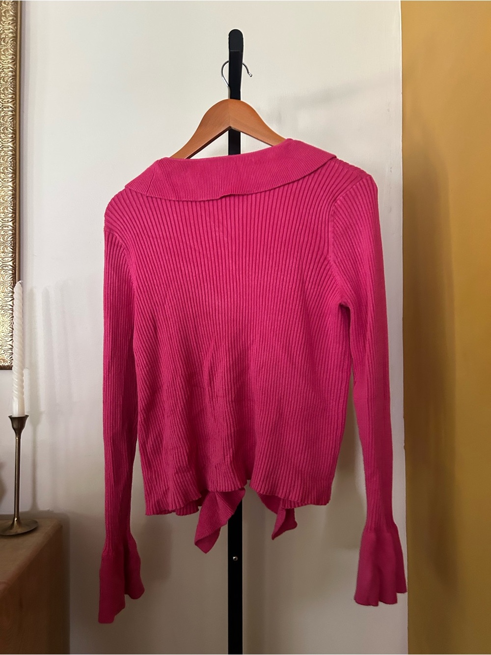 Major Label Group Ruffle Cardigan Sweater Hot Pink Barbiecore Mean Girls Large - Picture 4 of 6